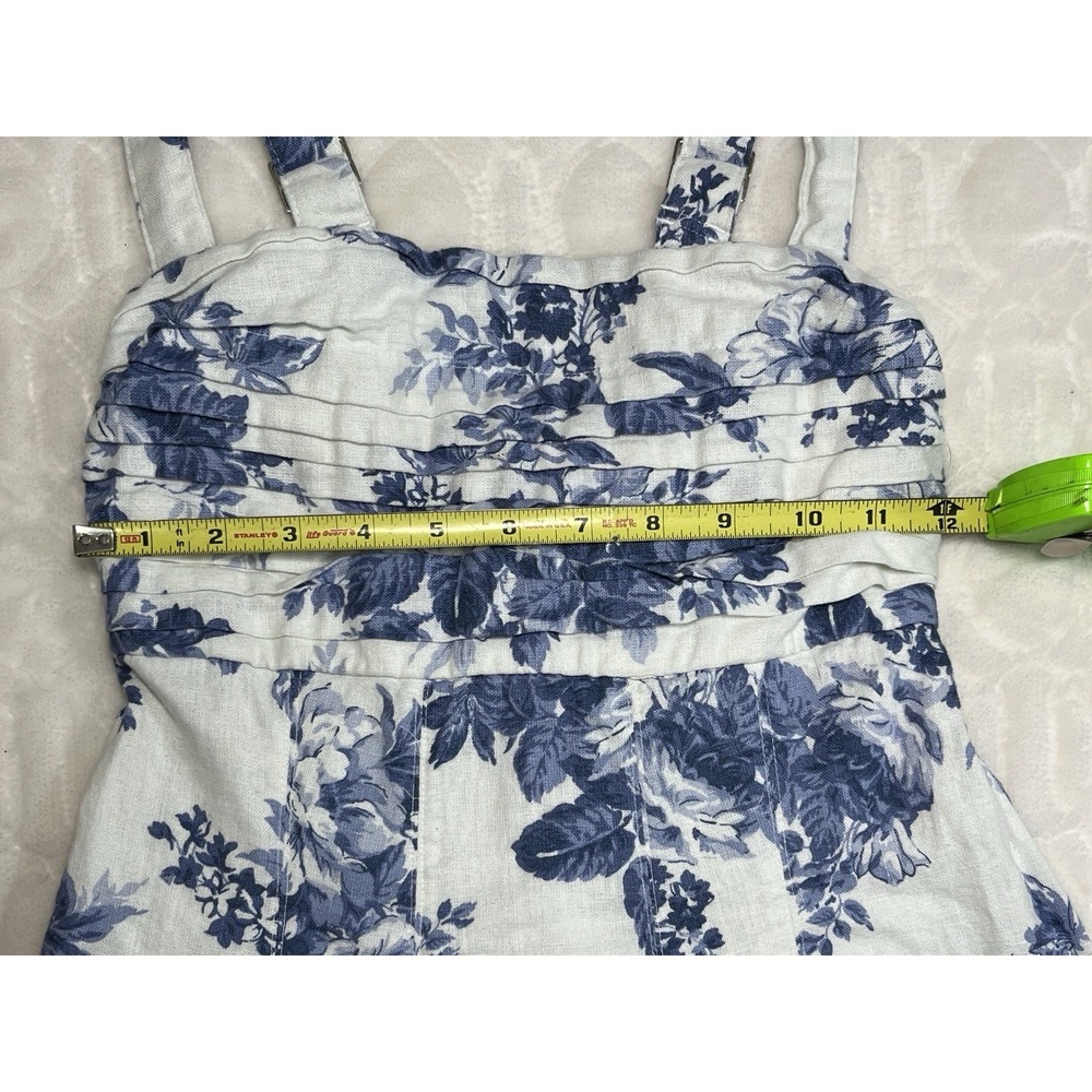 Abercrombie & Fitch Emerson Blue Floral Linen Blend Midi Dress XS Fit & Flare - Picture 5 of 13